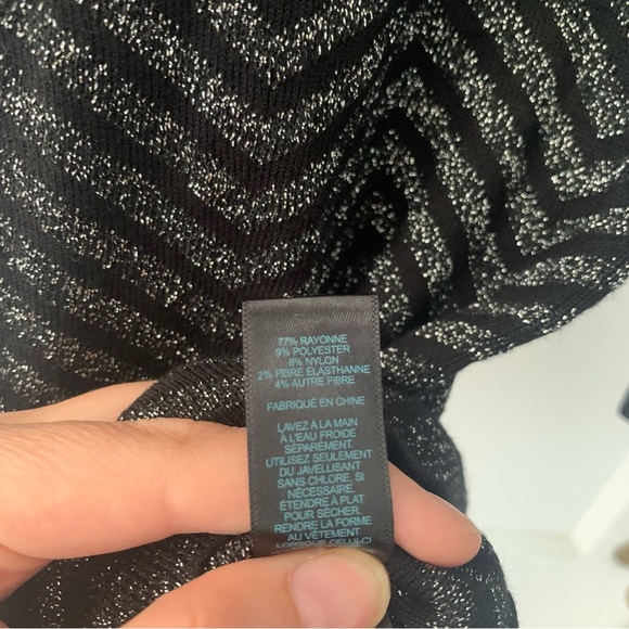 Express Dress Womens XS Extra Small Black Silver Chevron Striped Long Sleeve - Picture 8 of 9